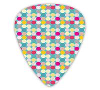 Guitar Picks Picks 12 Pack with Thin Box,Patchwork Pattern With Polka Dots And Stripes On Blue Toned Background Colorful,Special Guitar Plectrums Gift Set for Guitarist