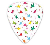Guitar Picks Picks 12 Pack with Thin Box,Pattern With Flying Birds Carrying Heart Branches Love Valentines Day Inspired Print,Special Guitar Plectrums Gift Set for Guitarist