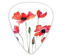 Guitar Picks Picks 12 Pack with Thin Box,Poppies Wildflowers Nature Meadow Painting With Watercolor Effect,Special Guitar Plectrums Gift Set for Guitarist