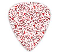 Guitar Picks Picks 12 Pack with Thin Box,Red And White Pattern With Sketchy Hearts Dots Arrows Romance And Love Theme,Special Guitar Plectrums Gift Set for Guitarist