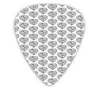 Guitar Picks Picks 12 Pack with Thin Box,Repetitive Pattern Of Swirling And Leafage Ornamental Heart Shapes,Special Guitar Plectrums Gift Set for Guitarist