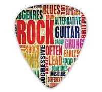 Guitar Picks Picks 12 Pack with Thin Box,Retro Rock And Roll Symbol Lettering Grunge Distressed Colors Back Then Sound Music Theme,Special Guitar Plectrums Gift Set for Guitarist