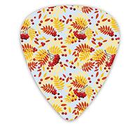Guitar Picks Picks 12 Pack with Thin Box,Ripe Rowan Bunch Of Berries With Falling Dried Leaves Fall Nature Theme,Special Guitar Plectrums Gift Set for Guitarist