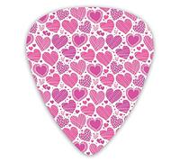 Guitar Picks Picks 12 Pack with Thin Box,Romantic Heart Shapes With Different Designs Polka Dots Crossed Lines Love,Special Guitar Plectrums Gift Set for Guitarist