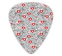 Guitar Picks Picks 12 Pack with Thin Box,Romantic Love Abstract Pattern With Hearts Birds And Swirled Lines Artistic,Special Guitar Plectrums Gift Set for Guitarist