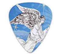 Guitar Picks Picks 12 Pack with Thin Box,Sacred Angel Figure Virgo Flying Above Merry Christmas Stars Mystic Print,Special Guitar Plectrums Gift Set for Guitarist