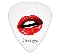 Guitar Picks Picks 12 Pack with Thin Box,Seductive Female Lips Ajar Desire Red-Hot Lipstick Retro Valentines Style,Special Guitar Plectrums Gift Set for Guitarist