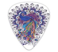 Guitar Picks Picks 12 Pack with Thin Box,South Asian Indigenous Bird Feathers Oriental Design Elements Hand Drawn Design,Special Guitar Plectrums Gift Set for Guitarist