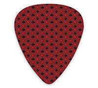 Guitar Picks Picks 12 Pack with Thin Box,Suits Of Cards Pattern With Clubs Spades And Hearts On An Abstract Red Background,Special Guitar Plectrums Gift Set for Guitarist