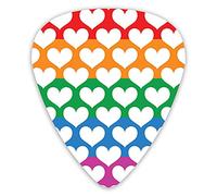 Guitar Picks Picks 12 Pack with Thin Box,Sweet Love Themed Uncolored Plain Hearts On Rainbow Color Stripes Image,Special Guitar Plectrums Gift Set for Guitarist
