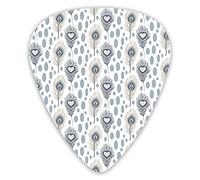 Guitar Picks Picks 12 Pack with Thin Box,Symbolic Plumage With Hearts And Spots Love Valentines Exotic Wild Image,Special Guitar Plectrums Gift Set for Guitarist