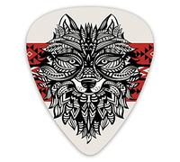 Guitar Picks Picks 12 Pack with Thin Box,Tattoo Style Ethnic Totem Style Animal Face With Swirls Geometric Triangle Motifs,Special Guitar Plectrums Gift Set for Guitarist