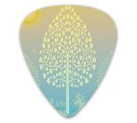 Guitar Picks Picks 12 Pack with Thin Box,Thai Pattern Design Illustration Of Gold Tree Oriental Culture Asia Eastern Ways,Special Guitar Plectrums Gift Set for Guitarist