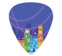 Guitar Picks Picks 12 Pack with Thin Box,Traditional Scandinavian Streets By The Water Channel With Ornamental Hearts,Special Guitar Plectrums Gift Set for Guitarist