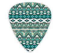Guitar Picks Picks 12 Pack with Thin Box,Tribal Aztec Design Geometrical Elements Triages Squares Primitive Pixel Art,Special Guitar Plectrums Gift Set for Guitarist
