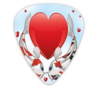 Guitar Picks Picks 12 Pack with Thin Box,Underwater Animals In Asian Culture Kissing In Front Of Giant Heart,Special Guitar Plectrums Gift Set for Guitarist