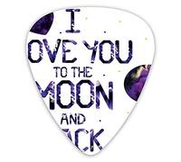 Guitar Picks Picks 12 Pack with Thin Box,Universe And Planetary Moon Heart Valentines Concept Milky Way Illustration,Special Guitar Plectrums Gift Set for Guitarist