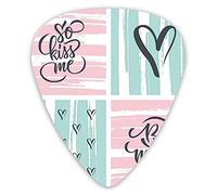 Guitar Picks Picks 12 Pack with Thin Box,Valentines Day Quotes And Hearts On Grunge Stripes Backdrop,Special Guitar Plectrums Gift Set for Guitarist