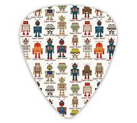 Guitar Picks Picks 12 Pack with Thin Box,Various Different Super Robot Figures Set In Cartoon StyleFuturistic Machine,Special Guitar Plectrums Gift Set for Guitarist