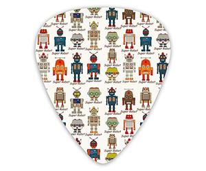 Guitar Picks Picks 12 Pack with Thin Box,Various Different Super Robot Figures Set In Cartoon StyleFuturistic Machine,Special Guitar Plectrums Gift Set for Guitarist