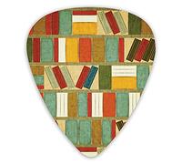 Guitar Picks Picks 12 Pack with Thin Box,Vintage Stylized Continuous Pattern Library Themed Watercolor Effect Painting,Special Guitar Plectrums Gift Set for Guitarist