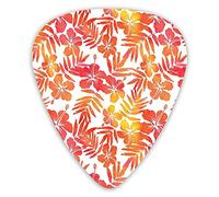 Guitar Picks Picks 12 Pack with Thin Box,Watercolor Art Inspired By Exotic Island Nature Hibiscus Flowers Hawaiian,Special Guitar Plectrums Gift Set for Guitarist