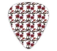 Guitar Picks Picks 12 Pack with Thin Box,Watercolor Art Style Pattern With Artistic Birds And Blooming Hibiscus Flora,Special Guitar Plectrums Gift Set for Guitarist