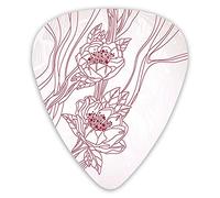 Guitar Picks Picks 12 Pack with Thin Box,Wedding Theme With Stripes And Flower Bloom Outline On Pastel Colors,Special Guitar Plectrums Gift Set for Guitarist