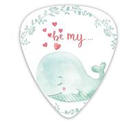Guitar Picks Picks 12 Pack with Thin Box,Whale With Be My Love Valentines Quote Hearts Inside Floral Wreath Marine,Special Guitar Plectrums Gift Set for Guitarist