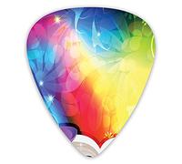 Guitar Picks Picks 12 Pack with Thin Box,Witch Hat And Spell Book On Colorful Abstract Fairytale Background Sorcery Magic,Special Guitar Plectrums Gift Set for Guitarist