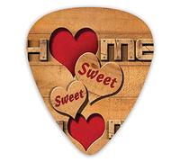 Guitar Picks Picks 12 Pack with Thin Box,Words With Heart Shapes On Wooden Planks Log Cabin Country House,Special Guitar Plectrums Gift Set for Guitarist