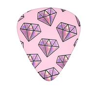 Guitar Picks Pink Diamond Pattern Print 12 Pack Thin Medium Heavy Guitar Plectrums Guitar Accessories For Bass, Guitars With Storage Box