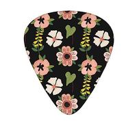 Guitar Picks Pink Jasmine Flower Printed Ukulele Bass Electric Acoustic Guitars Thin Medium Heavy 12 Pack(0.46/0.71/0.96 Mm)