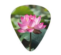 Guitar Picks Pink Lotu Flowers Print 12 Pack Thin Medium Heavy Guitar Plectrums Guitar Accessories For Bass, Guitars With Storage Box
