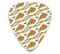 Guitar Picks Pizza Pattern 12 Pieces Ukulele Picks Including 0.46 mm 0.71 mm 0.96 mm