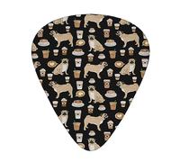 Guitar Picks,Pugs Coffee Cute For Acoustic Guitar, Electric Guitar, Bass,Ukulele Three Size(12 Pack)