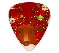 Guitar Picks Red Christmas Deer Ukulele Picks 12 Pieces Including 0.46 mm 0.71 mm 0.96 mm