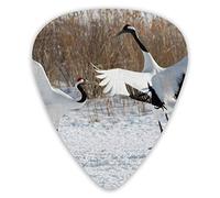 Guitar Picks Red Crowned Crane 12 Pieces Ukulele Picks Including 0.46 mm 0.71 mm 0.96 mm