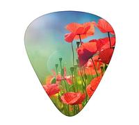 Guitar Picks Red Flowers Printed 12 Pack Guitar Picks For Electric Acoustic Bass Guitar Ukelele