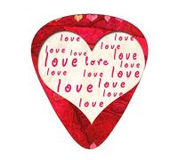 Guitar Picks Red Hearts Love Print 12 Pack Thin Medium Heavy Guitar Plectrums Guitar Accessories For Bass, Guitars With Storage Box