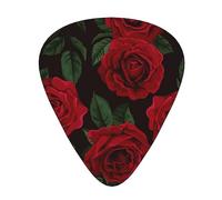 Guitar Picks,Red Rose Printed For Acoustic Guitar, Electric Guitar, Bass,Ukulele Three Size(12 Pack)