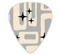 Guitar Picks Retro Mid Century Modern Abstract Pattern 12 Pieces Ukulele Picks Including 0.46 mm 0.71 mm 0.96 mm