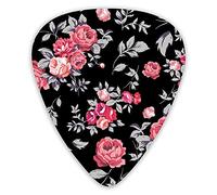 Guitar Picks Rose Seamless Pattern Pink Black Premium Picks Sampler 12 Packs - Variety Guitar Picks Plectrums