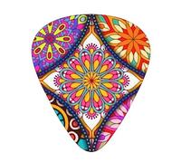 Guitar Picks Round Mandala Printed 12 Pack Thin Medium Heavy Guitar Plectrums Guitar Accessories For Bass, Guitars With Storage Box