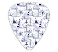 Guitar Picks Sailboats Blue Print Premium Guitar Picks 12 Pieces Ukulele Picks Including 0.46 mm 0.71 mm 0.96 mm