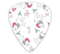 Guitar Picks Seamless Pattern French Bulldog With Santa Hat Premium Picks Sampler 12 Packs - Variety Guitar Picks Plectrums