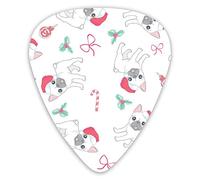 Guitar Picks Seamless Pattern French Bulldog With Santa Hat Premium Picks Sampler Unique Guitar Gift (12 Count)