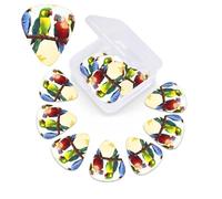 Guitar Picks Set of 12 3 Different Layers Guitar Picks with Storage Box, Colorful Parrots on Tree Acoustic Guitar Picks for Bass Electric Ukulele