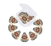 Guitar Picks Set of 12 with Storage Case Native American Patterns Guitar Plectrums for Acoustic Electric Bass Guitar 0.46mm 0.71mm 0.96mm Thin Medium Heavy Guitar Picks for Beginners & Musicians