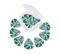 Guitar Picks Set of 12 with Storage Case Polar Bears Northern Lights Guitar Plectrums for Acoustic Electric Bass Guitar 0.46mm 0.71mm 0.96mm Thin Medium Heavy Guitar Picks for Beginners & Musicians